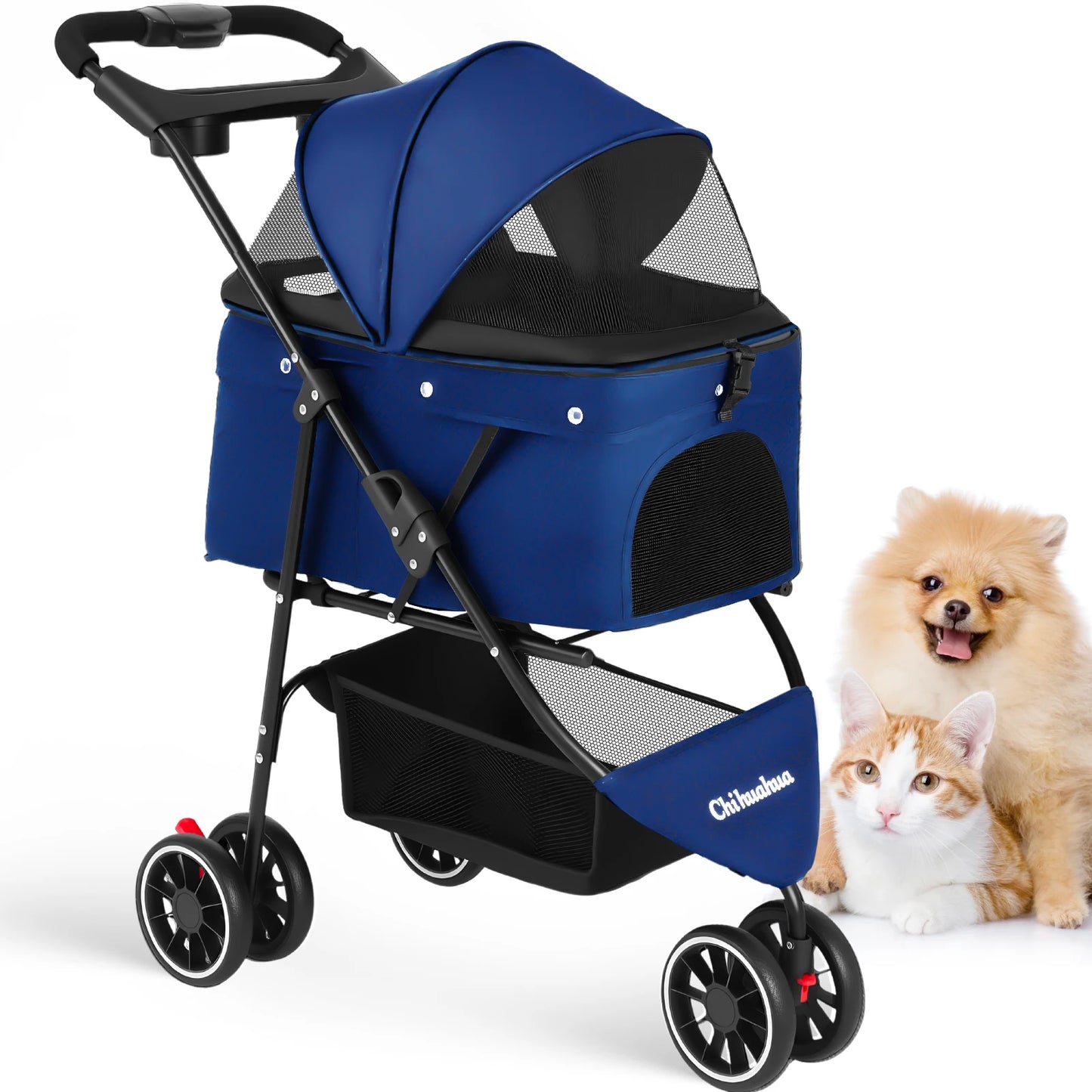 Pet Stroller For Small Puppy Dogs & Cats Travel Portable Dog Stroller Foldable Dog Cat Carrier Strolling
