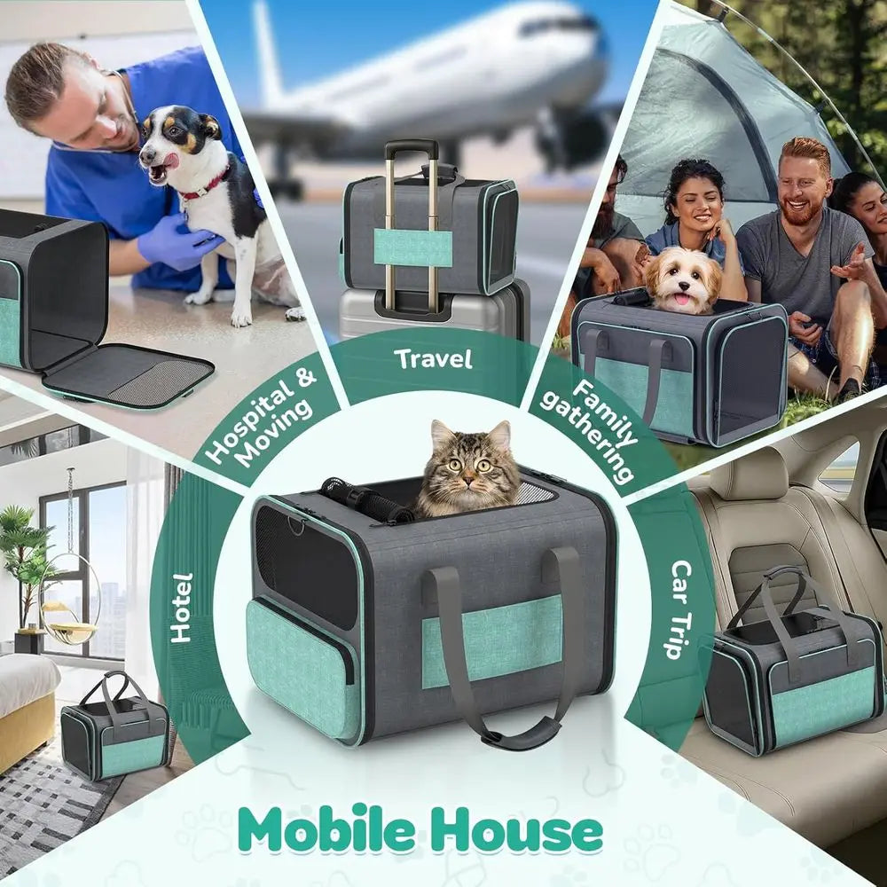 Cat Carrier with Wheels Airline Approved: Expandable Rolling Dog Carrier for Small Dog Under 20lbs - Cat Soft Carrier Pet Travel