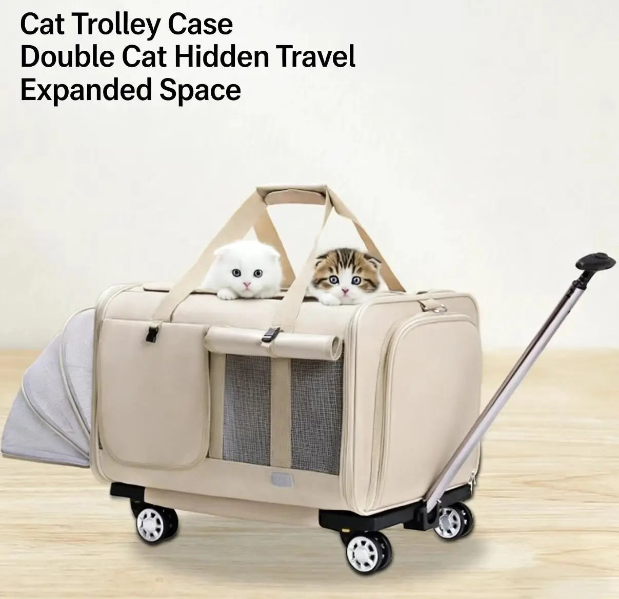JXB Double Compartment Oxford Eco Friendly Pet Carrier With Detachable Wheels