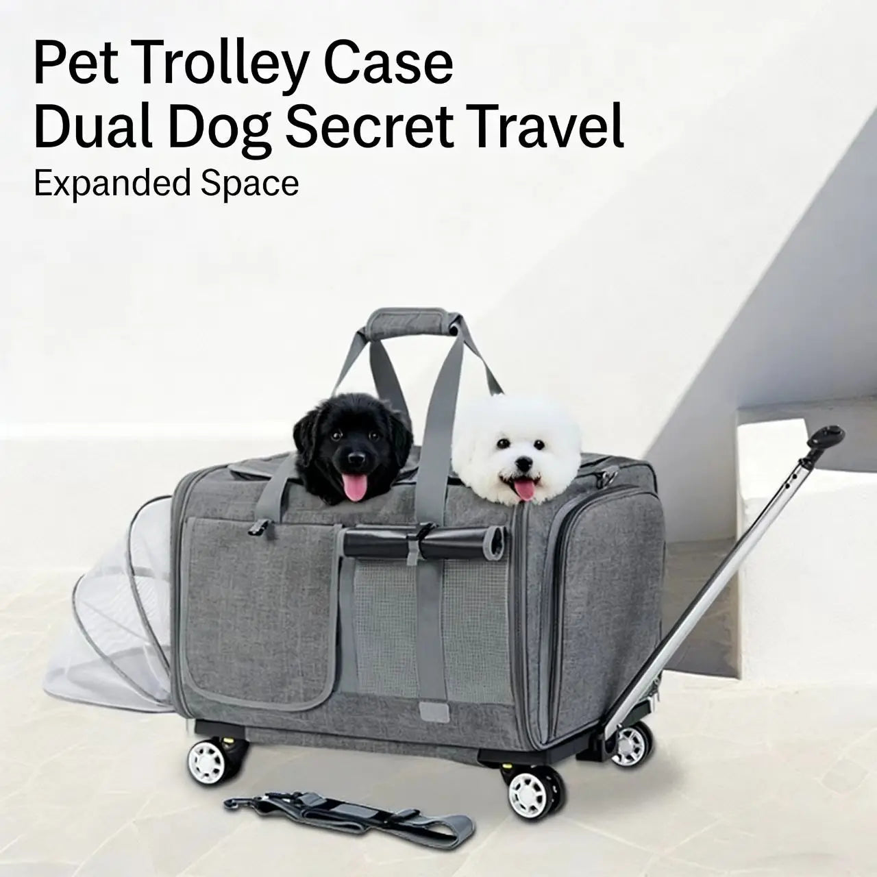 JXB Eco Friendly Double Compartment Pet Carrier With Detachable Wheels