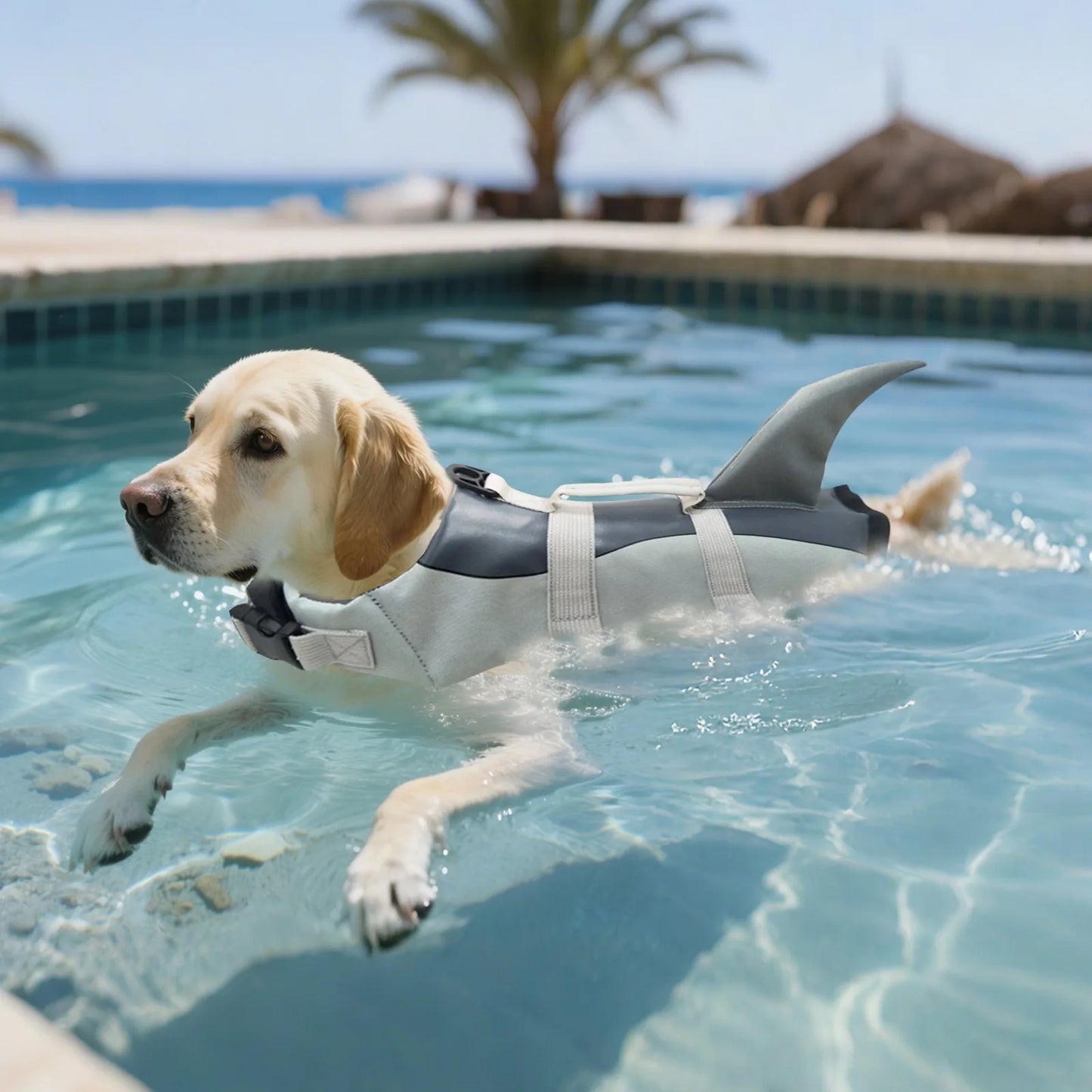 Shark Dog Life Jacket With Handle Safety Vest For Dogs