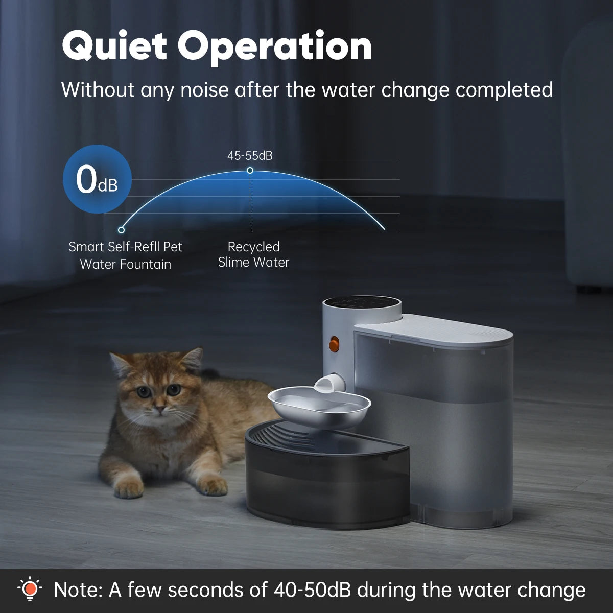 Booteely Stainless Steel Cat Water Dispenser Bowl With Purifier