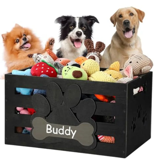 YAO HUI HUANG Dog Toy Basket With Handles Wood Storage