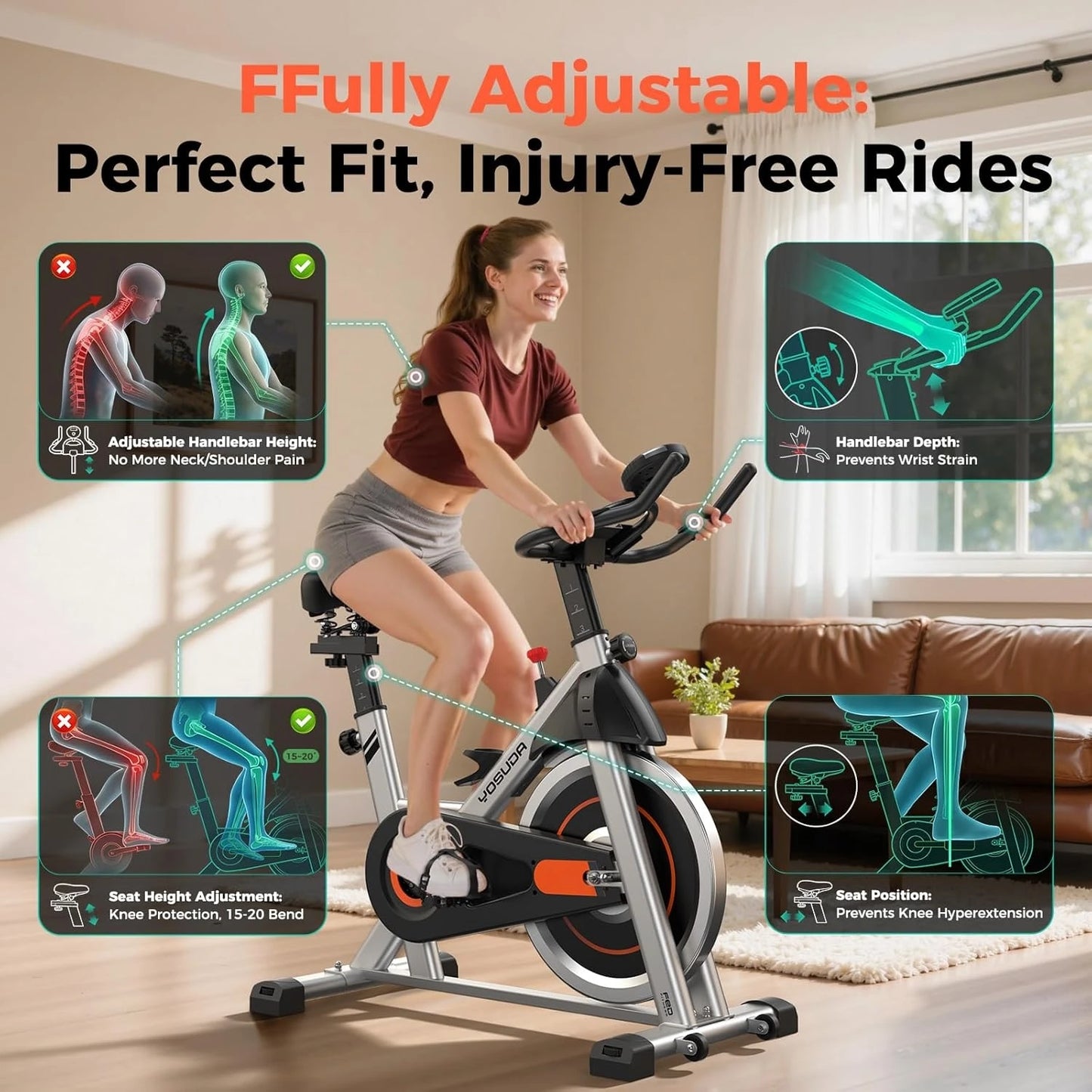 YOSUDA Indoor Cycling Bike With Magnetic Resistance And App