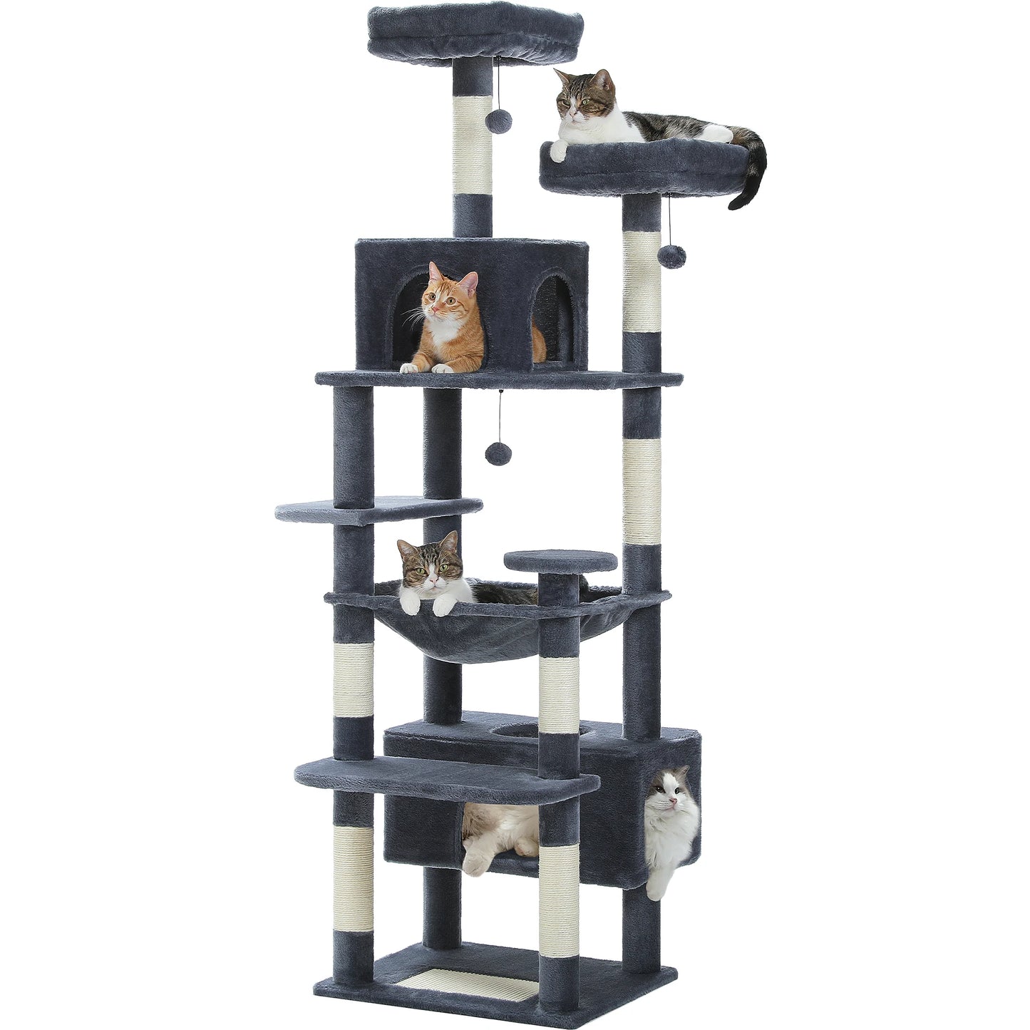 PEQULTI Multi Level Cat Tree With Condo Hammock And Perch