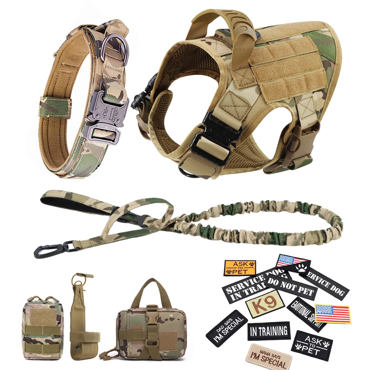 PETRAVEL Military Dog Harness Vest Set For Malinois Training