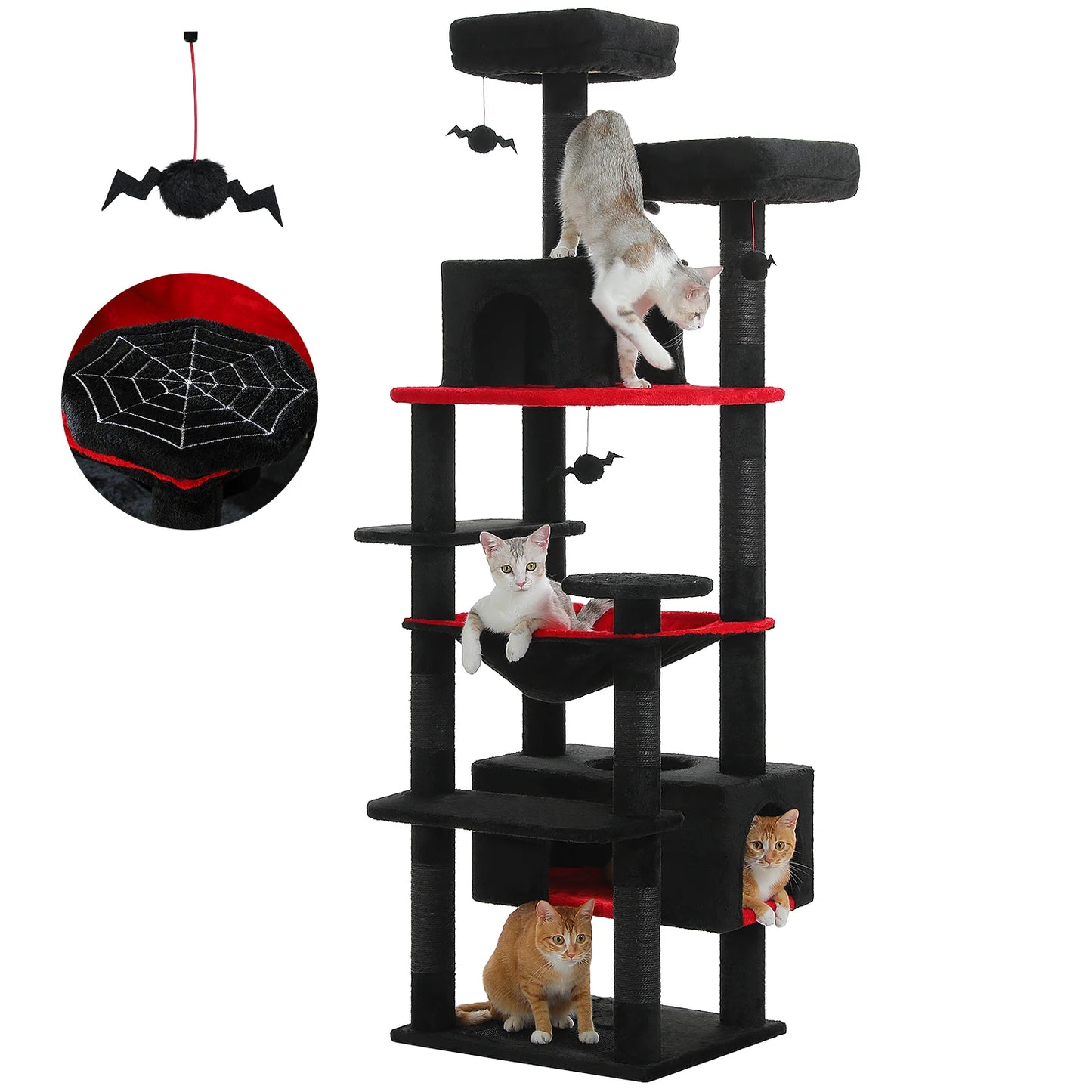 PEQULTI Multi Level Cat Tree With Condo Hammock And Perch