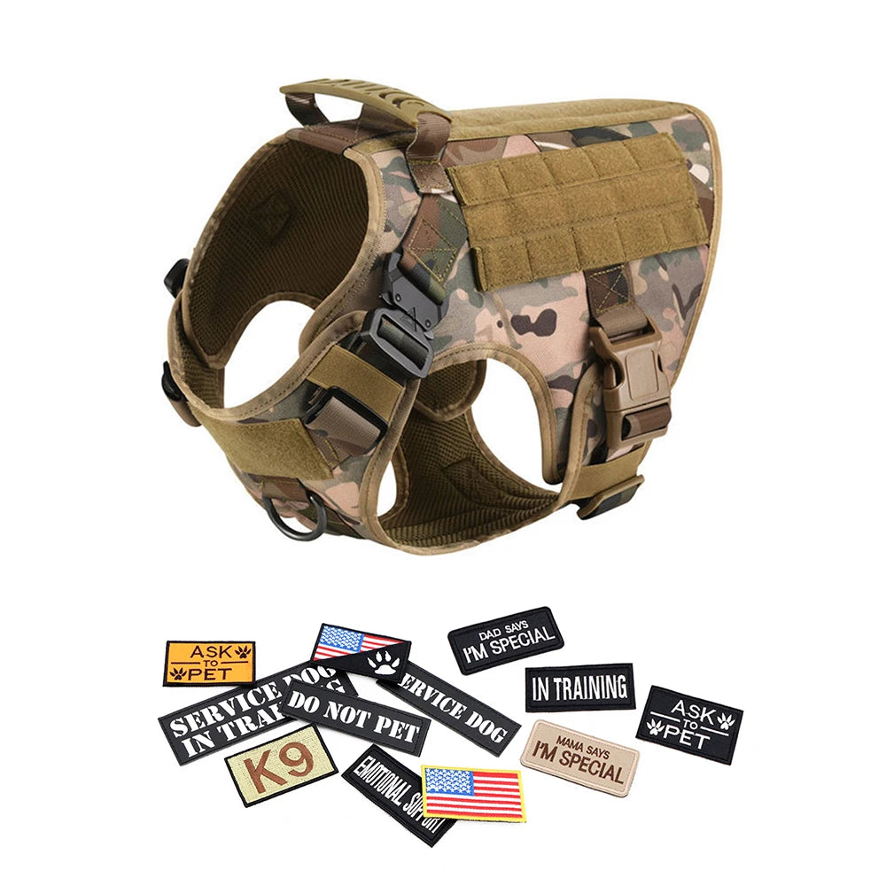 PETRAVEL Military Dog Harness Vest Set For Malinois Training