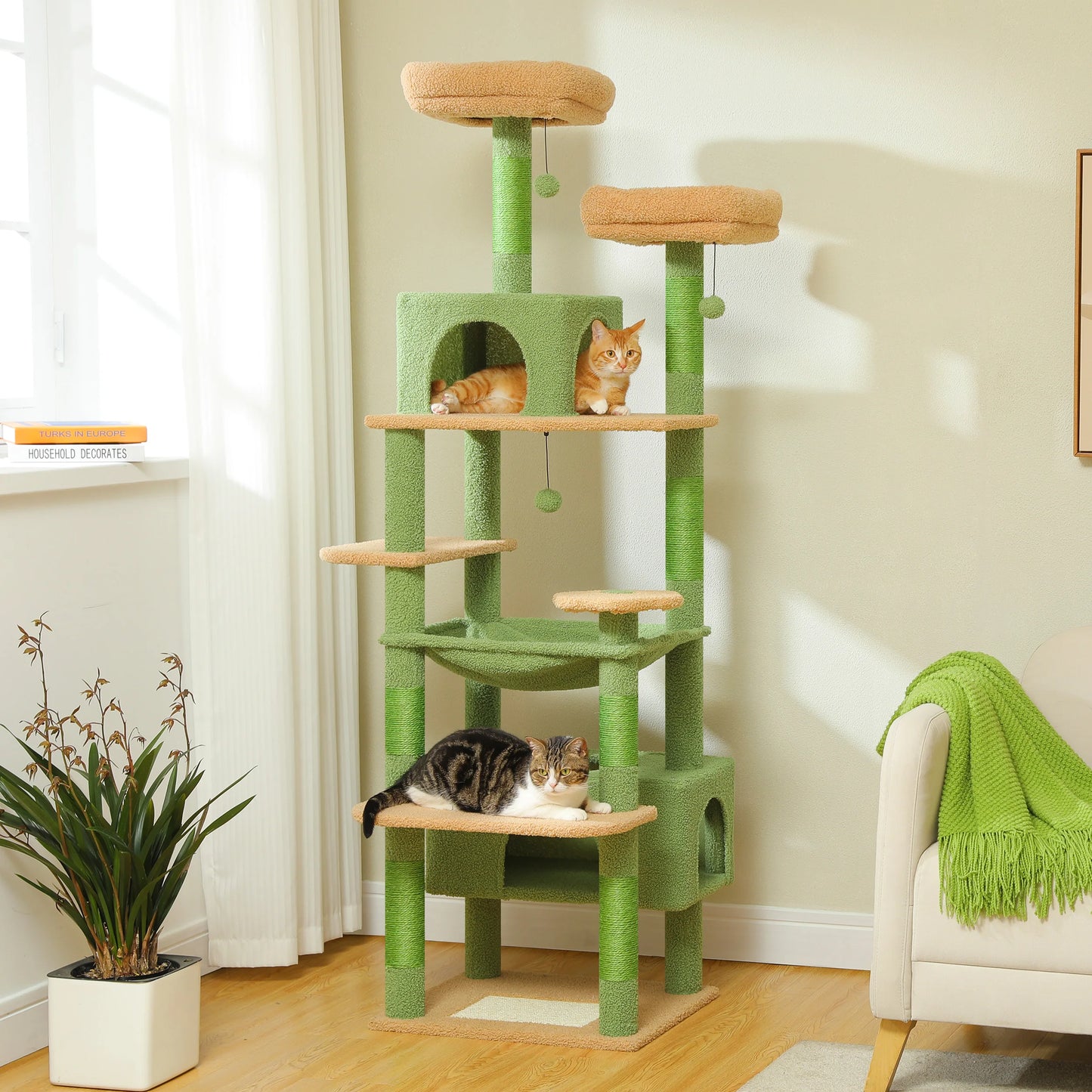 PEQULTI Multi Level Cat Tree With Condo Hammock And Perch