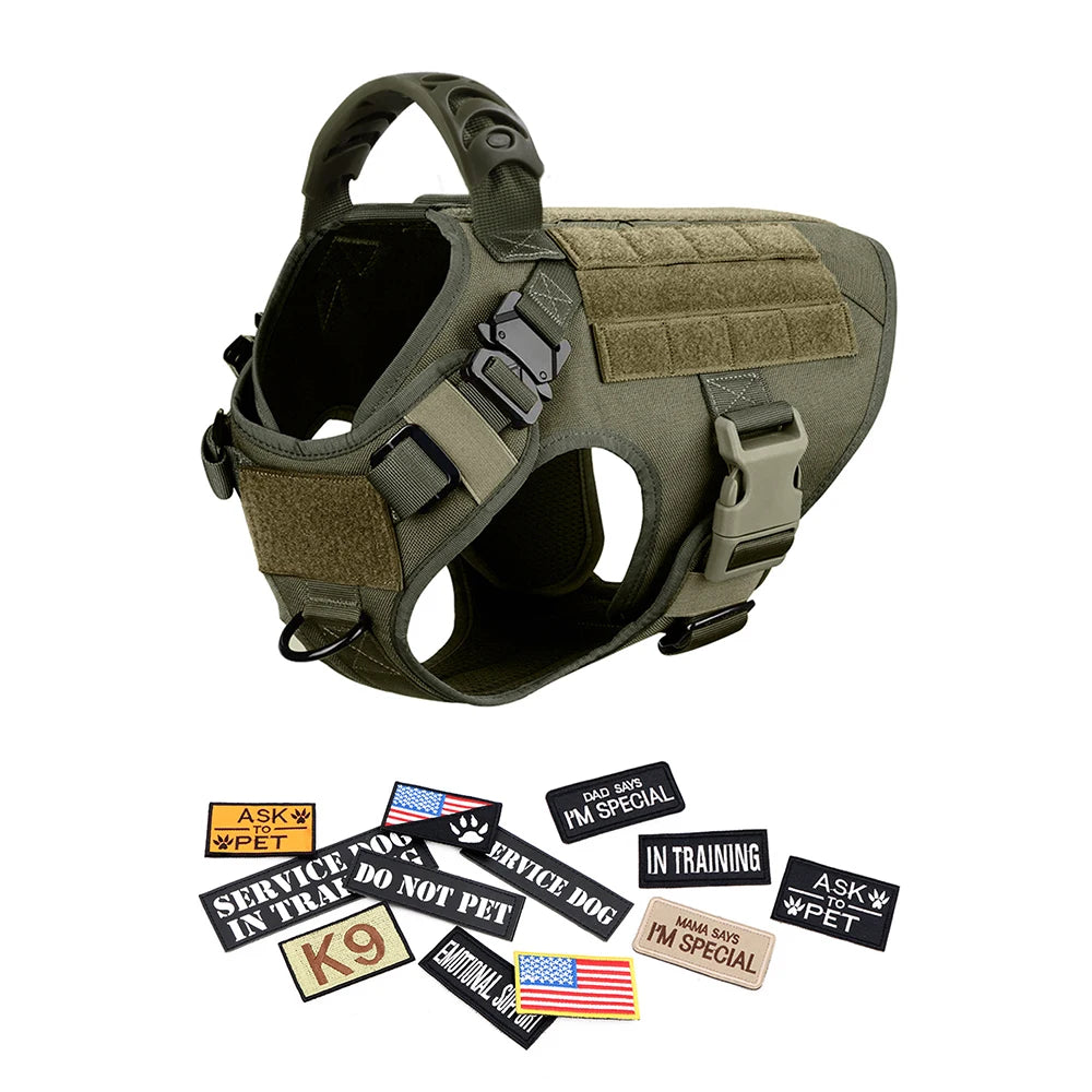 PETRAVEL Military Dog Harness Vest Set For Malinois Training