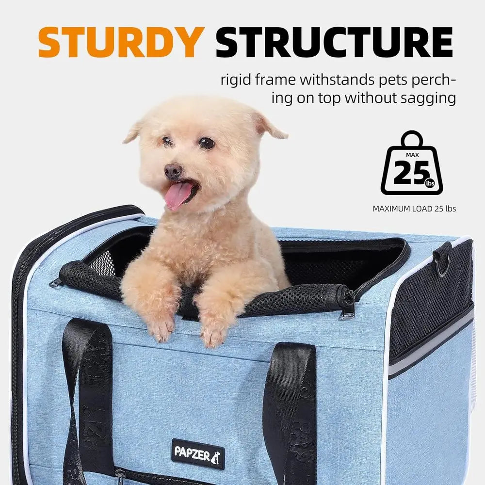 Top Loading Medium Cat Carrier with Privacy Curtain, Delta Approved TSA Pet Travel Crate Suitcase Luggage Sleeve, Soft-Sided Dog