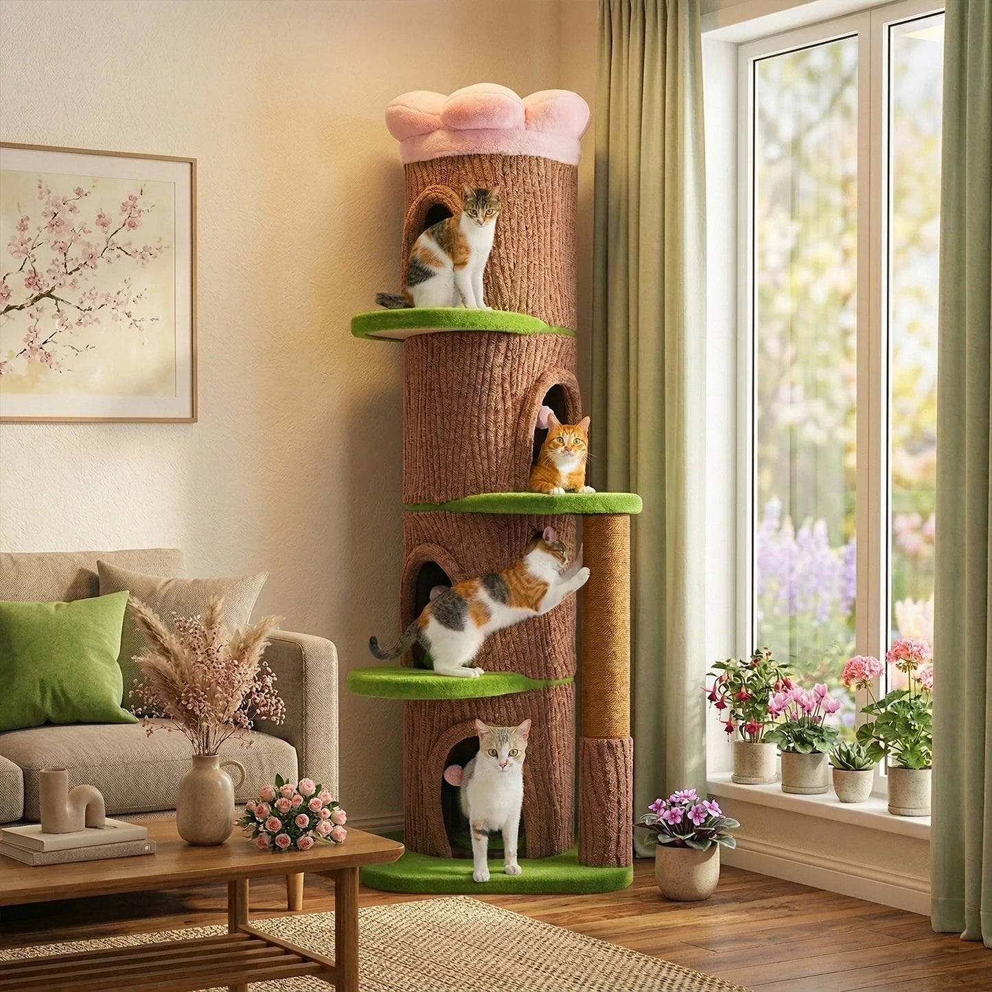 PAWZ Road Cat Tree Tower With Four Condos And Scratching Post