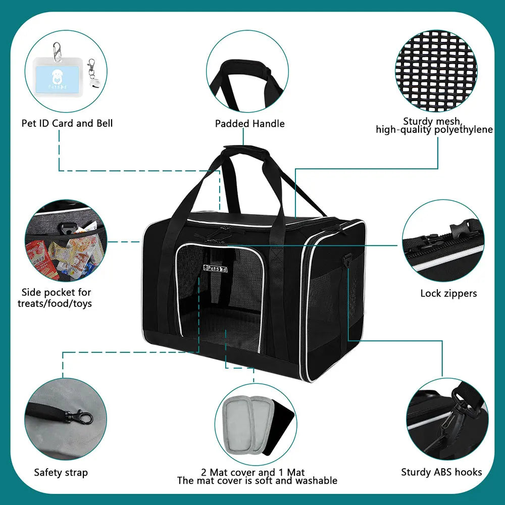 Petskd Portable Pet Carrier Bag Soft Sided Breathable Travel Carrier
