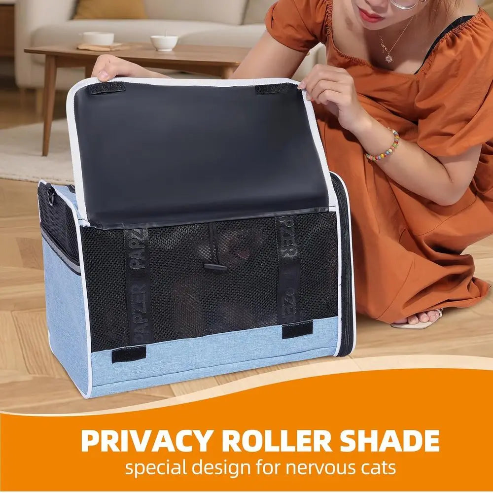Top Loading Medium Cat Carrier with Privacy Curtain, Delta Approved TSA Pet Travel Crate Suitcase Luggage Sleeve, Soft-Sided Dog