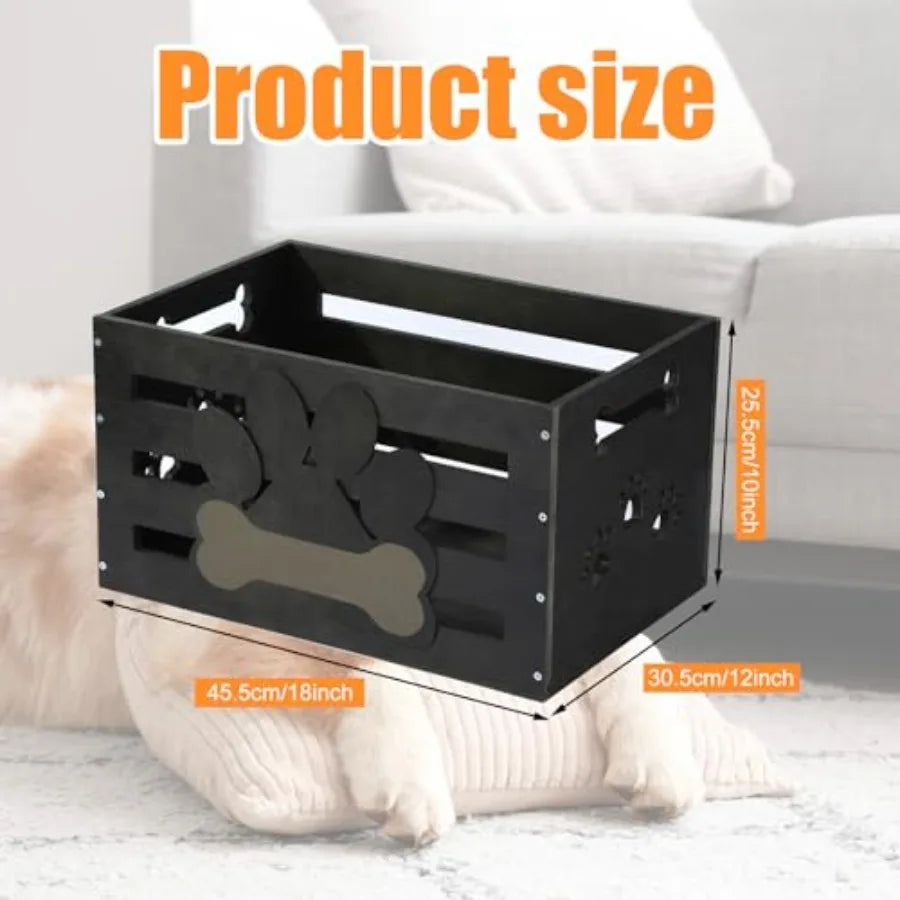 YAO HUI HUANG Dog Toy Basket With Handles Wood Storage