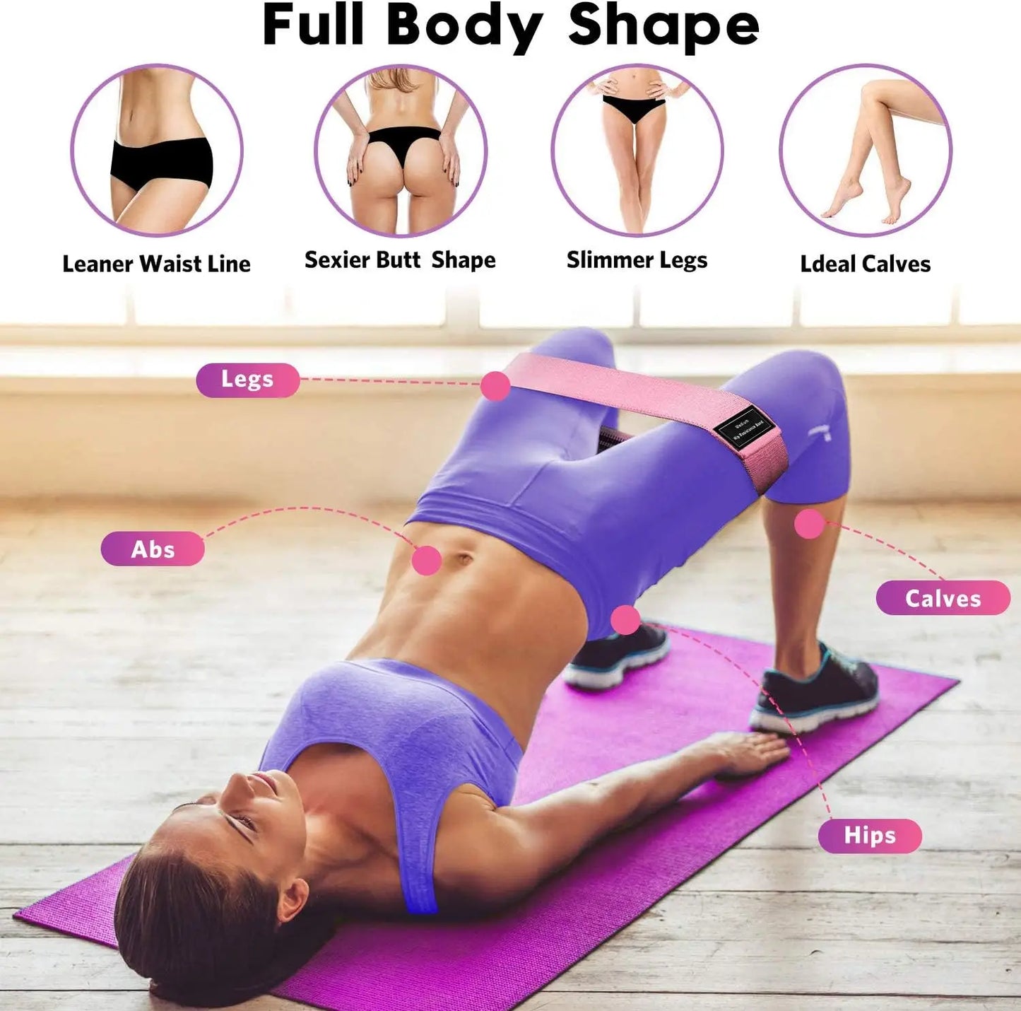 Resistance Band Set For Pilates Yoga And Home Gym Training