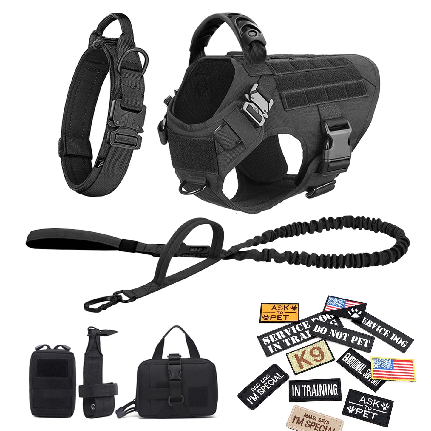 PETRAVEL Military Dog Harness Vest Set For Malinois Training