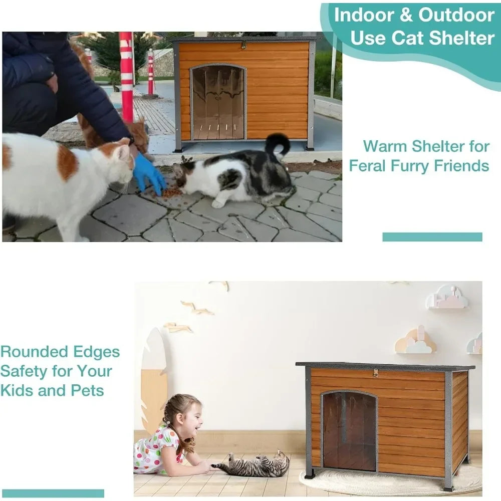 Indoor Outdoor Dog House With Anti Chew Weatherproof Frame Kennel