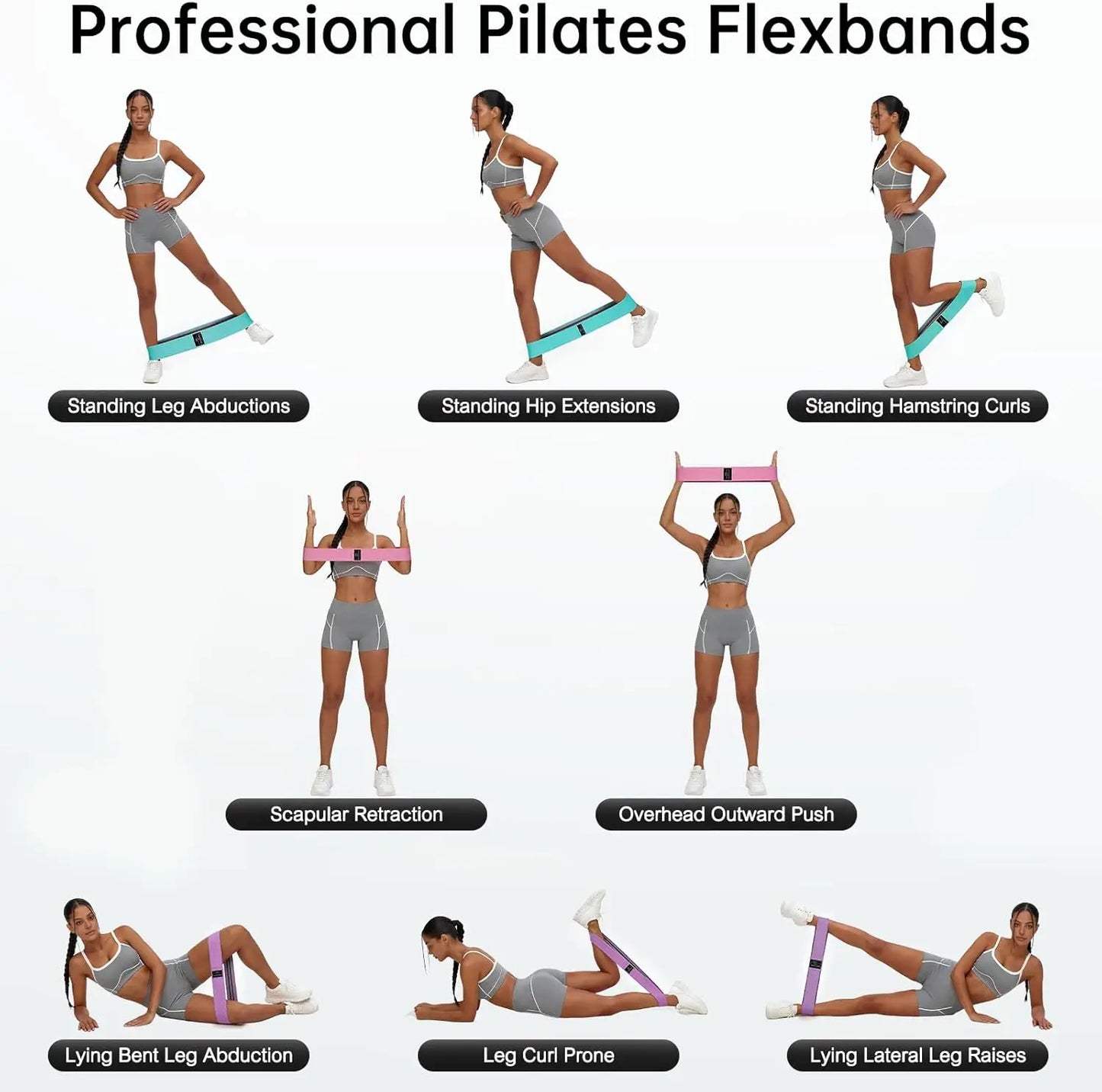 Resistance Band Set For Pilates Yoga And Home Gym Training