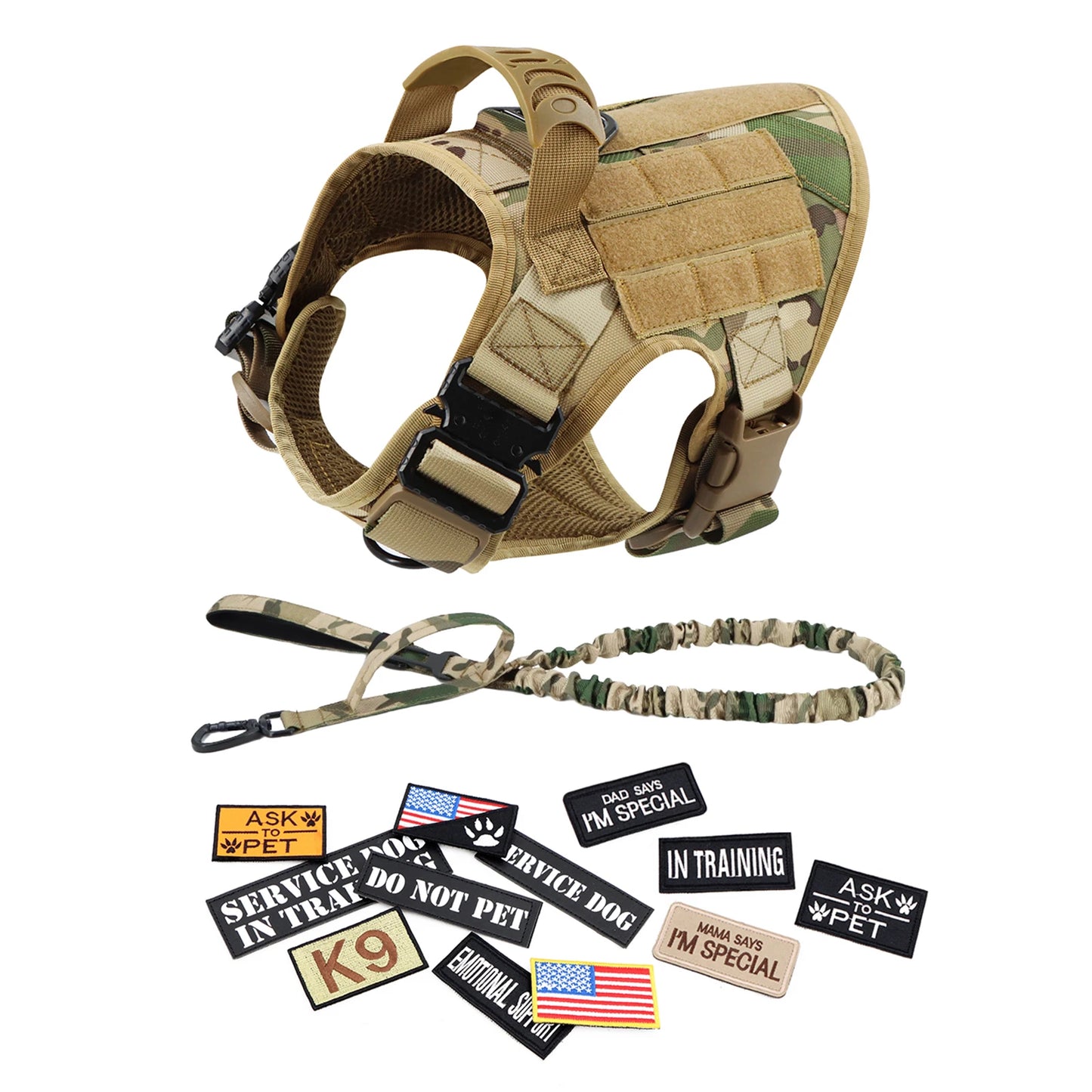 PETRAVEL Military Dog Harness Vest Set For Malinois Training