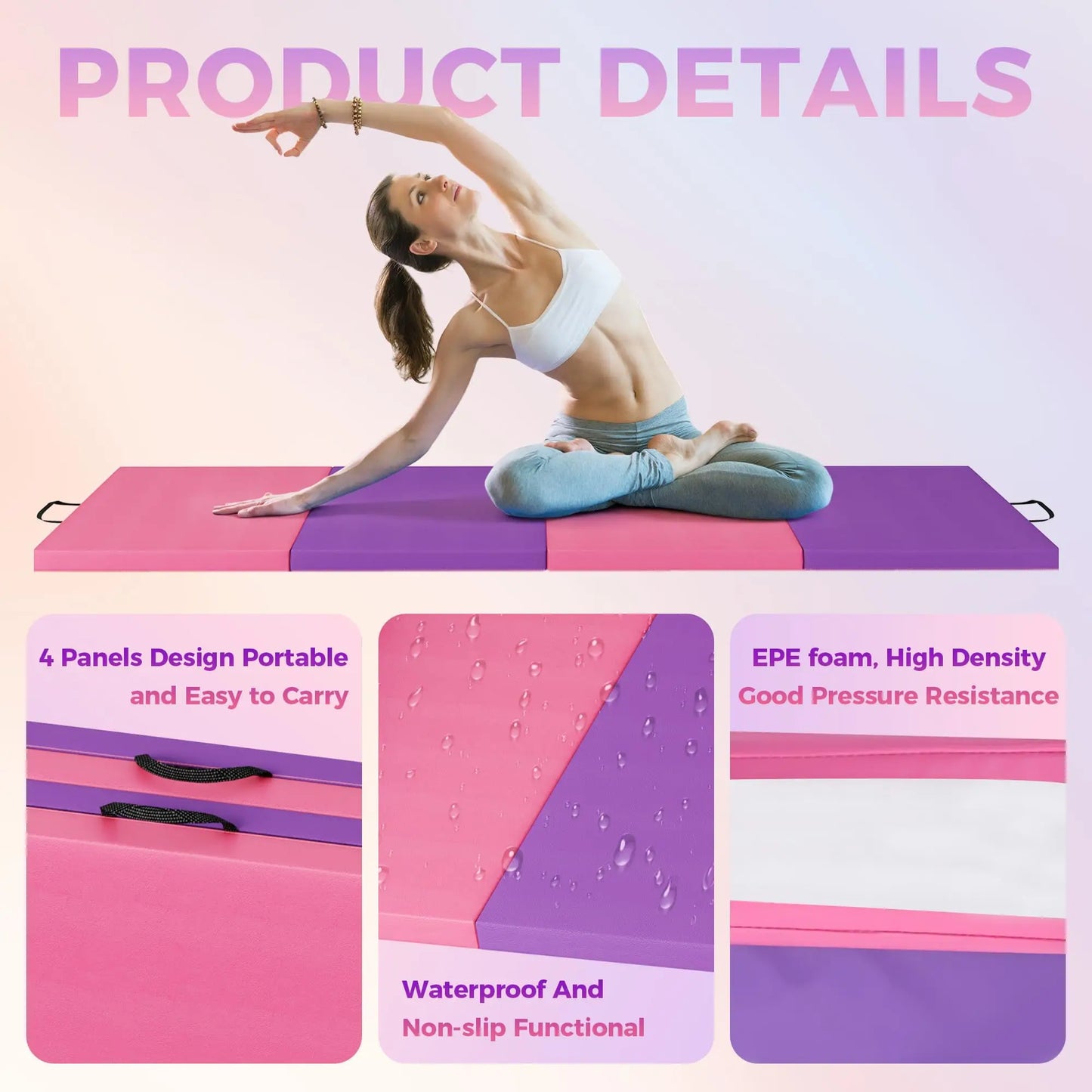 HiMISS Gymnastics Tumbling Mat For Home Gym Fitness And Yoga