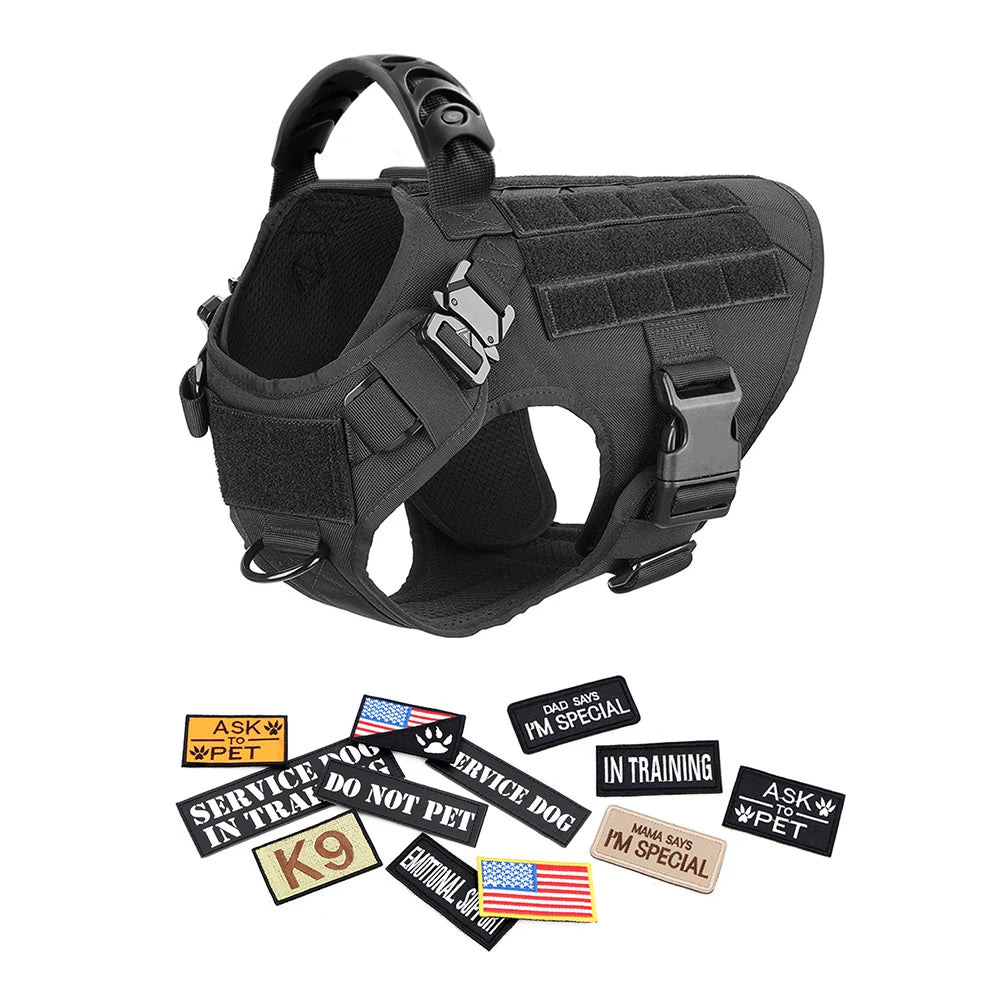 PETRAVEL Military Dog Harness Vest Set For Malinois Training
