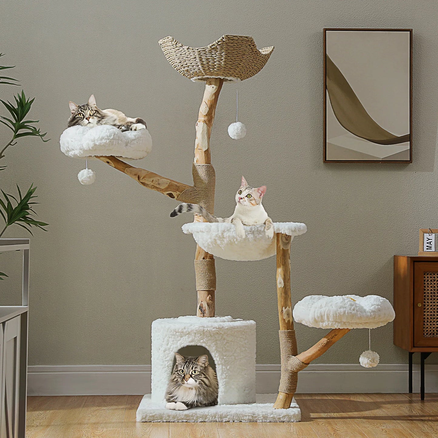 PAWZ Road Cat Tree Tower With Sisal Scratching Post Basket Bed