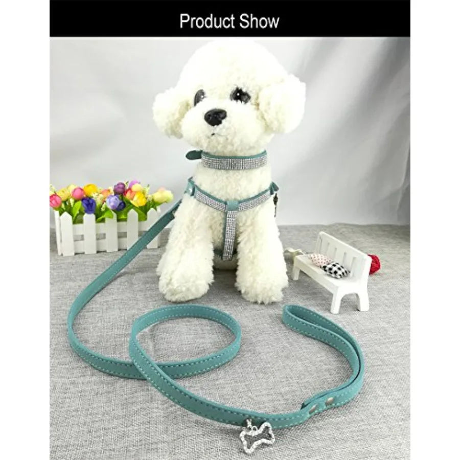 Dog Collar Harness Lead Set Diamante Fashion For Dogs