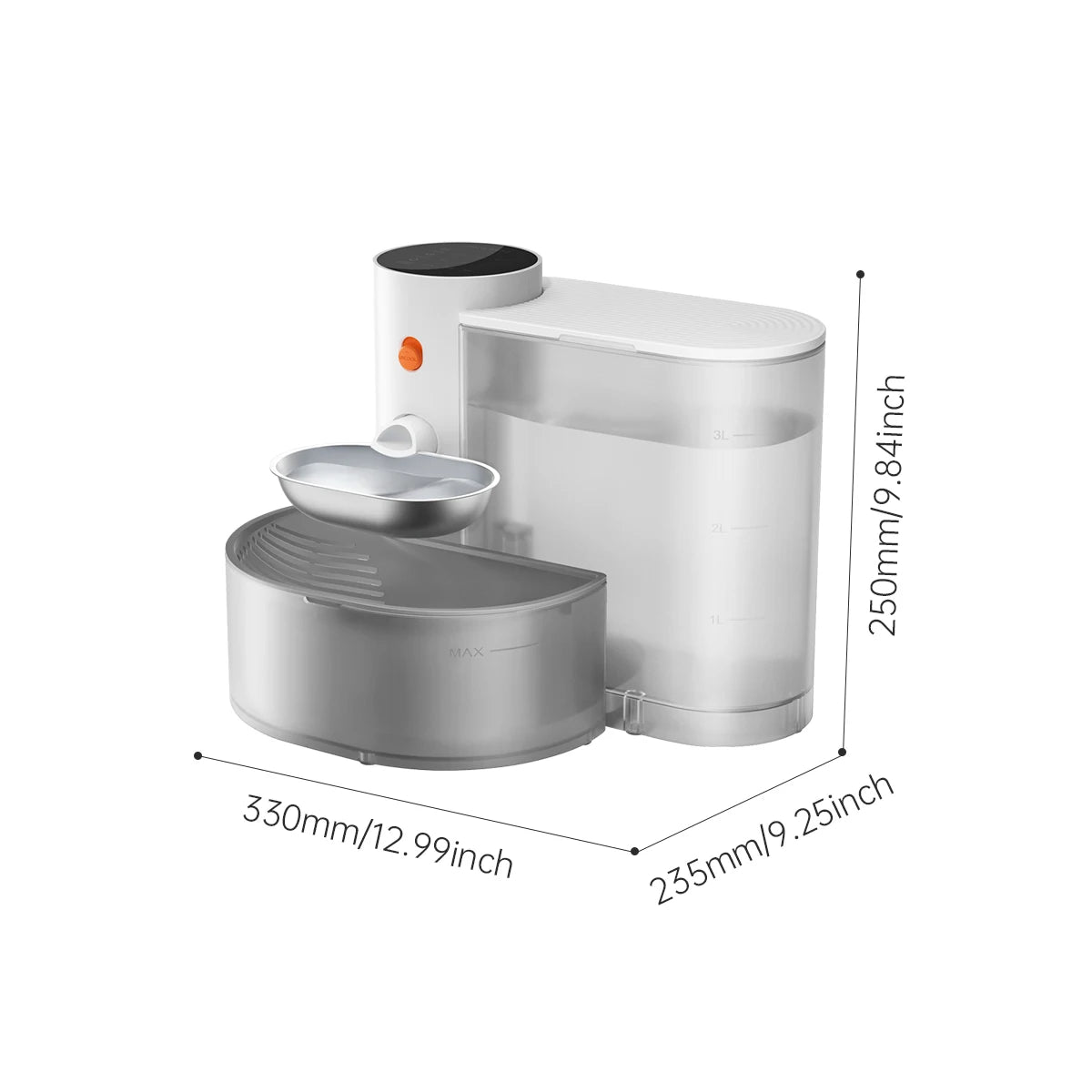 Booteely Stainless Steel Cat Water Dispenser Bowl With Purifier