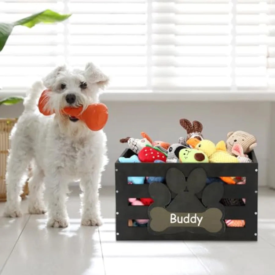 YAO HUI HUANG Dog Toy Basket With Handles Wood Storage