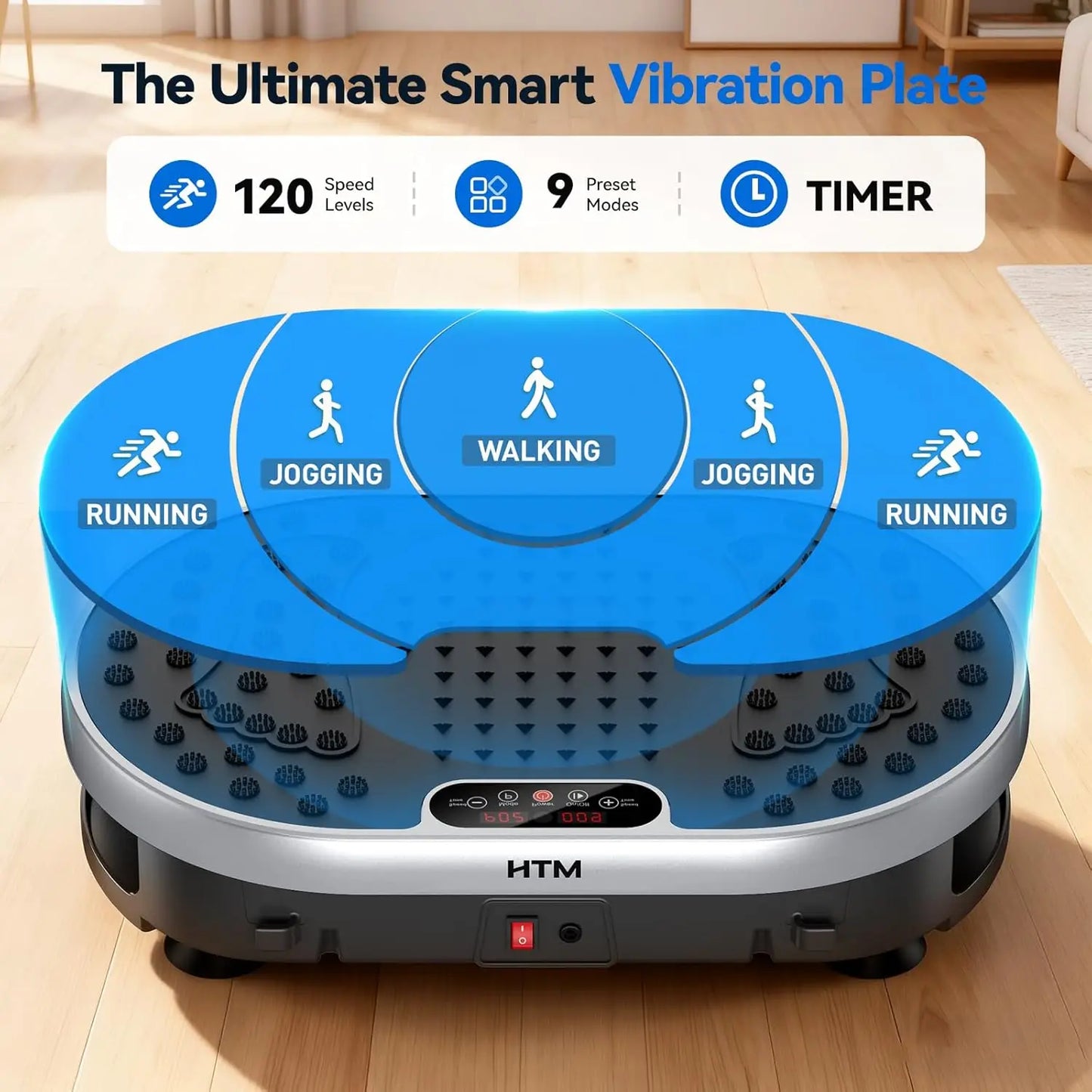 HTM Vibration Plate Exercise Machine With 120 Speeds 9 Programs