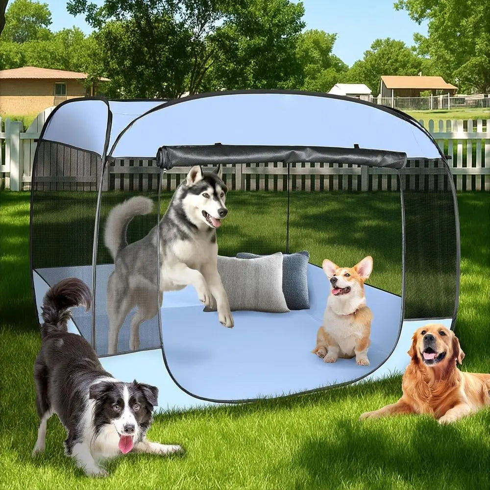 Portable Dog Houses 5.3'x4'H Assembly-Free Gazebo-Style Dog Cot Cat Playpen Pet Tent Sun Shade Shelter Dog Bed with or Outdoor,
