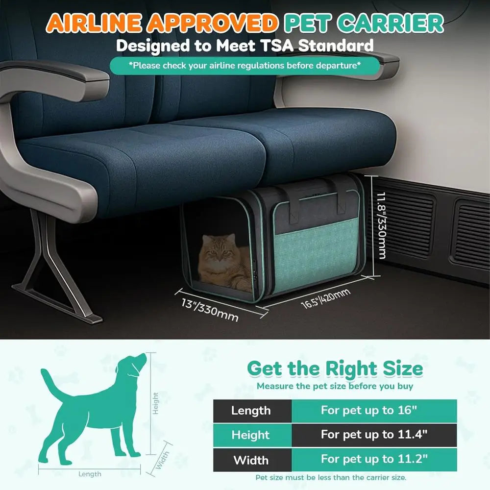 Cat Carrier with Wheels Airline Approved: Expandable Rolling Dog Carrier for Small Dog Under 20lbs - Cat Soft Carrier Pet Travel