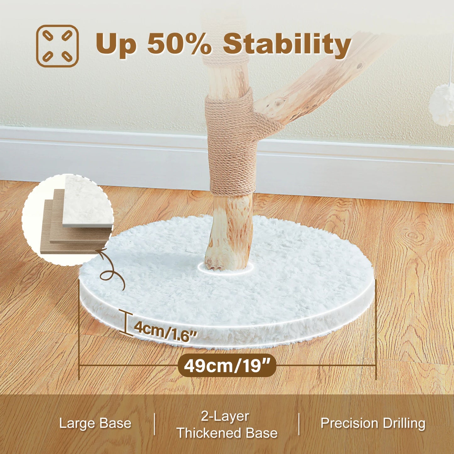 PAWZ Road Modern Cat Tree Tower With Solid Wood Scratching Posts Wicker Basket
