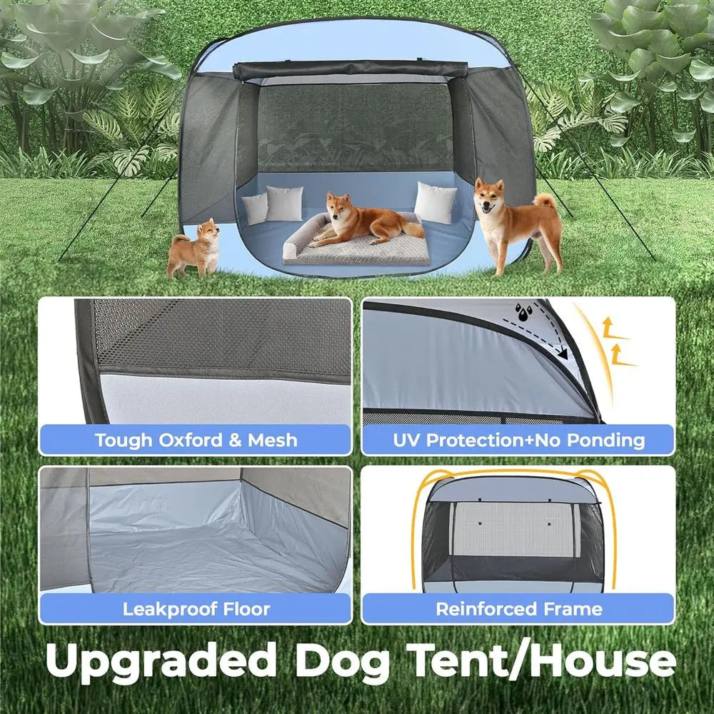 Portable Dog Houses 5.3'x4'H Assembly-Free Gazebo-Style Dog Cot Cat Playpen Pet Tent Sun Shade Shelter Dog Bed with or Outdoor,