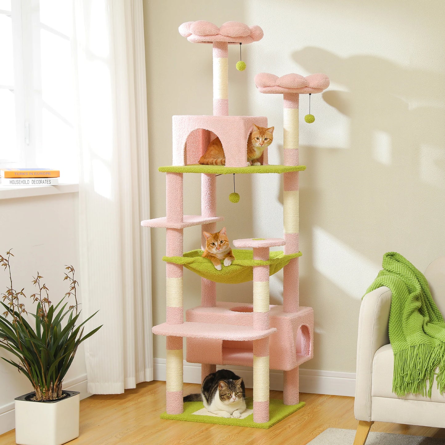 PEQULTI Multi Level Cat Tree With Condo Hammock And Perch