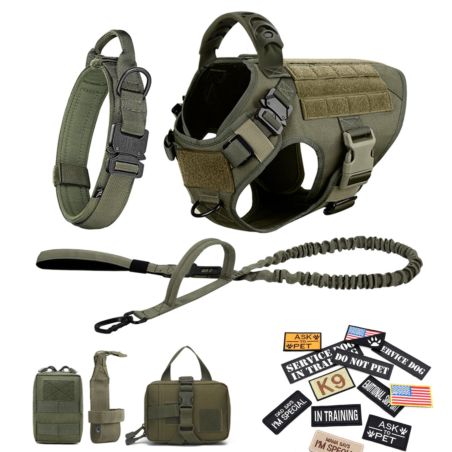 PETRAVEL Military Dog Harness Vest Set For Malinois Training