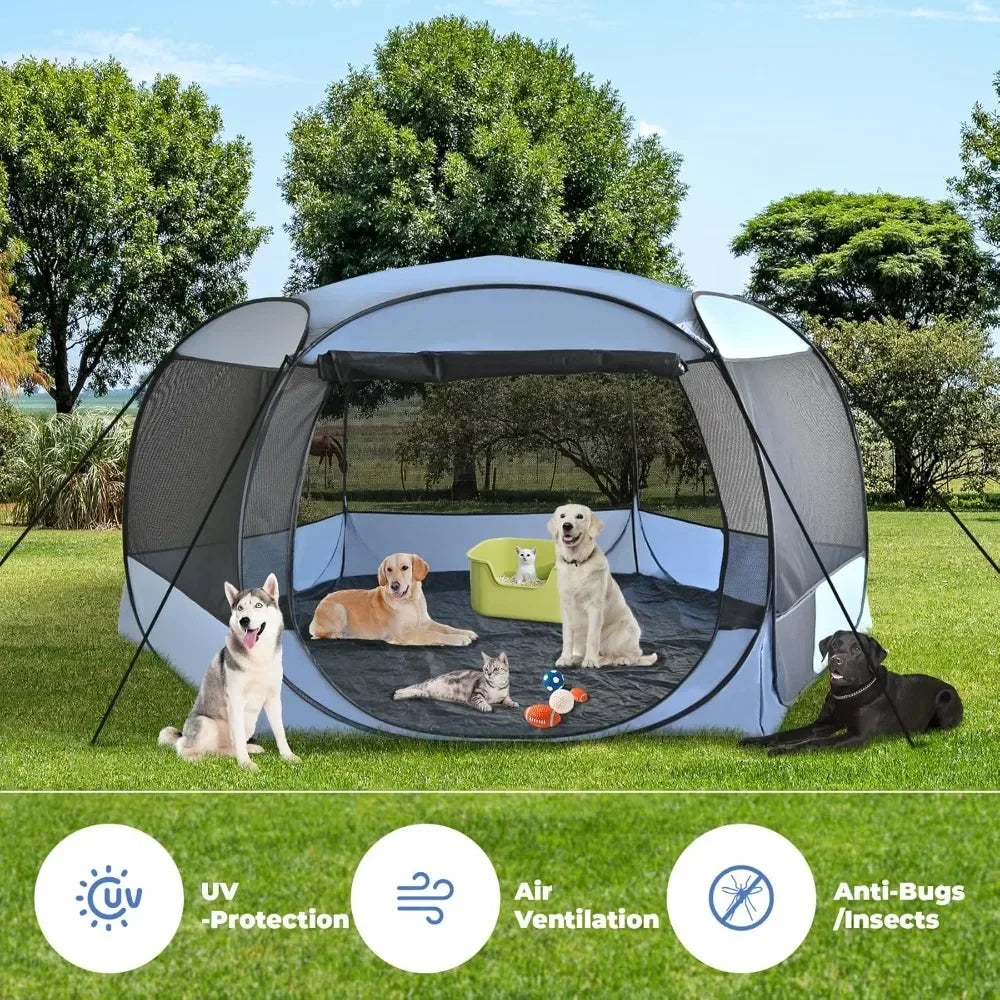 Limited-time promotionXXLarge Popup Portable Dog House 10'x10'x4.8'H Gazebo Kennel Playpen Pet Tent Sun Shade Shelter Travel Cam