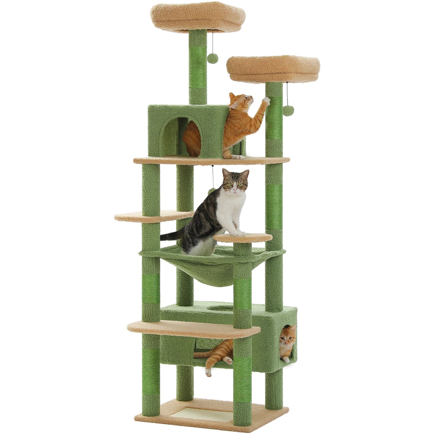 PEQULTI Multi Level Cat Tree With Condo Hammock And Perch