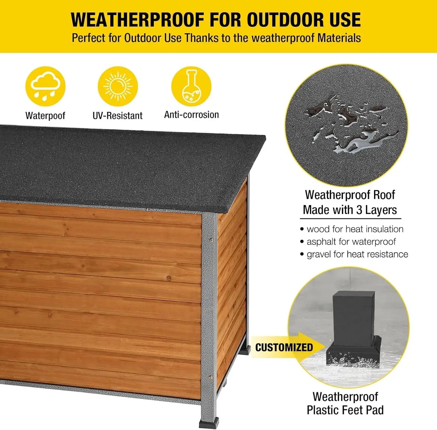 Outdoor Indoor All-Season Dog House with Iron Frame, Raised Floor & Waterproof Design for Small Medium Large Dogs