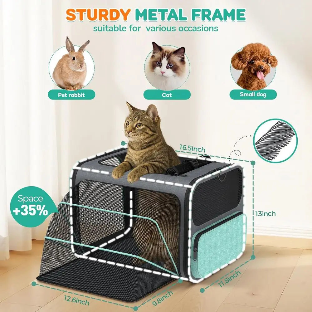 Cat Carrier with Wheels Airline Approved: Expandable Rolling Dog Carrier for Small Dog Under 20lbs - Cat Soft Carrier Pet Travel