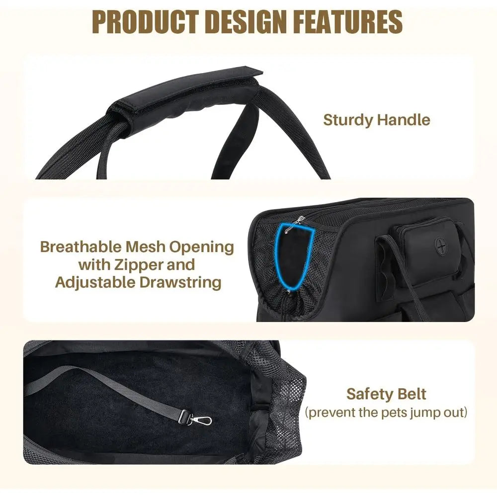 Dog Purse Carrier - Portable Dog Carrier with Pockets & Safety Leash for Small Dogs Under 12 lbs, Breathable Pet Tote Bag for Ca