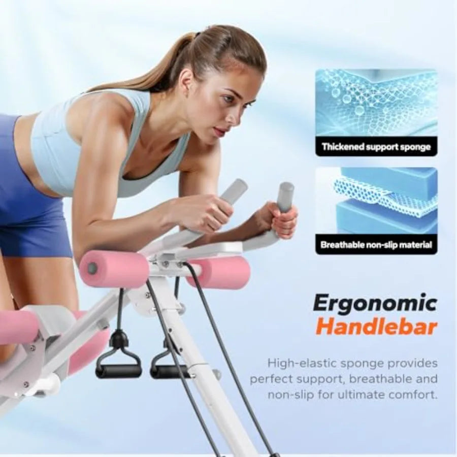Home Gym Abdominal Machine With Adjustable Foldable Trainer And Knee Protection