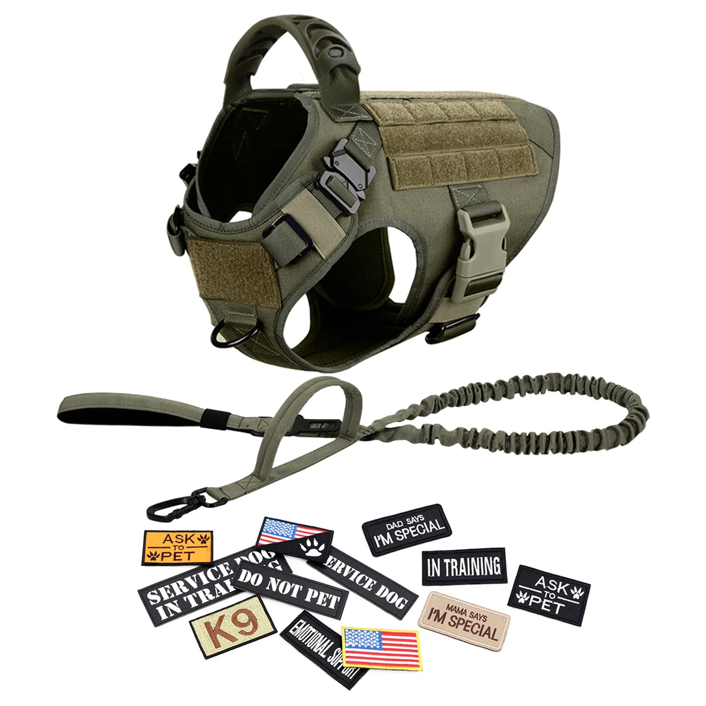 PETRAVEL Military Dog Harness Vest Set For Malinois Training