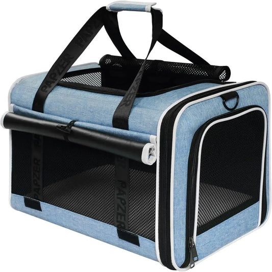 Top Loading Medium Cat Carrier with Privacy Curtain, Delta Approved TSA Pet Travel Crate Suitcase Luggage Sleeve, Soft-Sided Dog