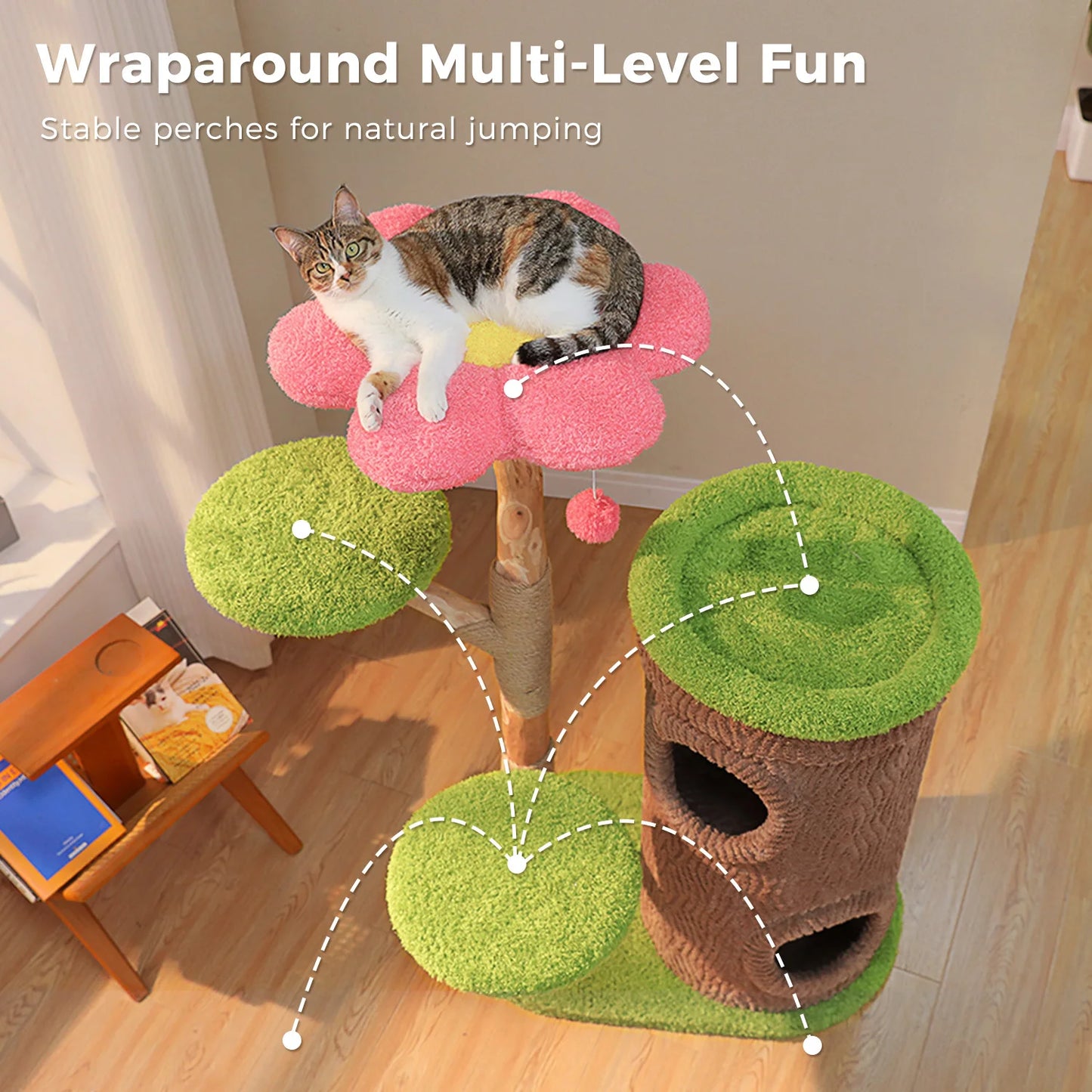 PAWZ Road Cat Tree Tower With Four Condos And Scratching Post