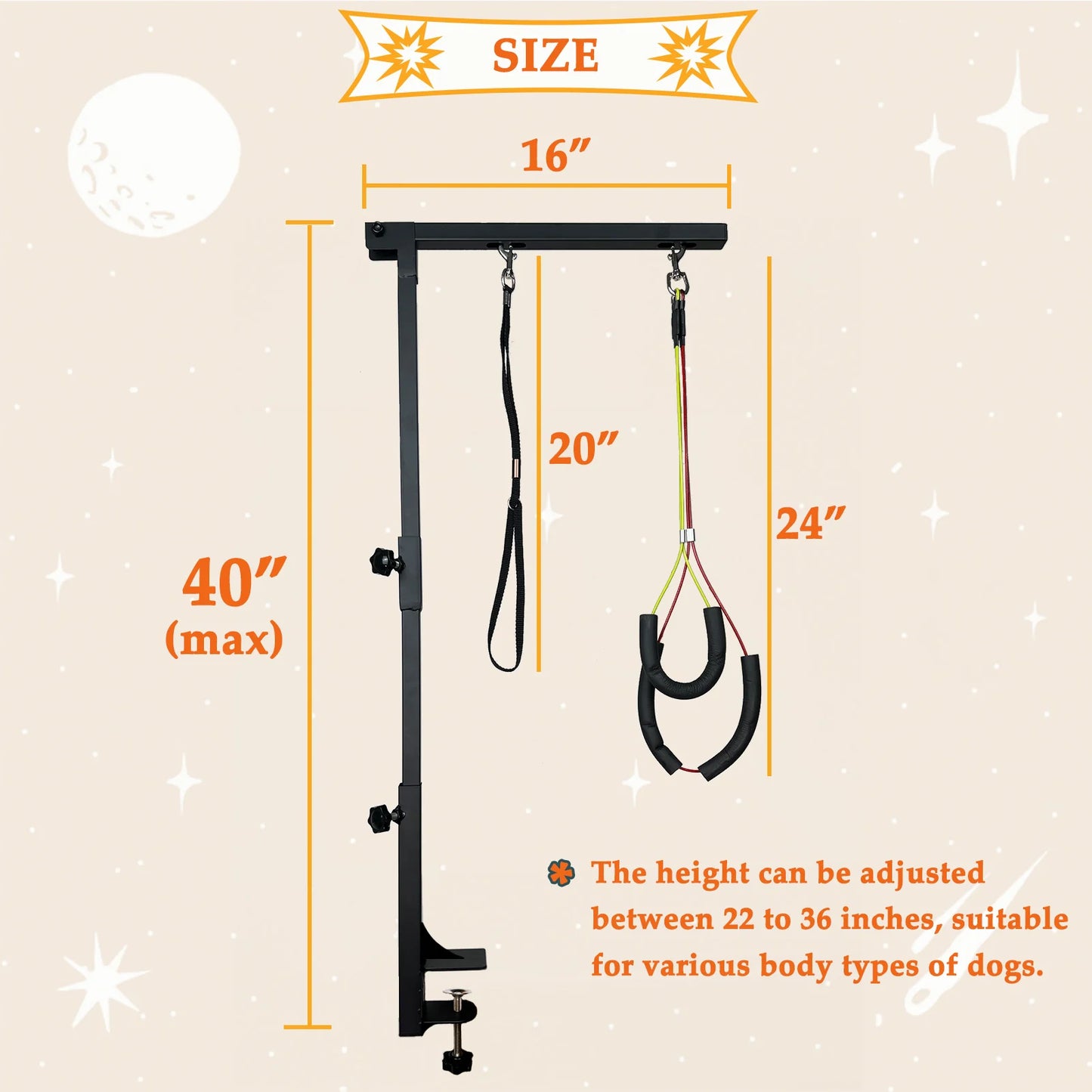 Height Adjustable Dog Grooming Arm With Haunch Holders For Small Dogs And Cats