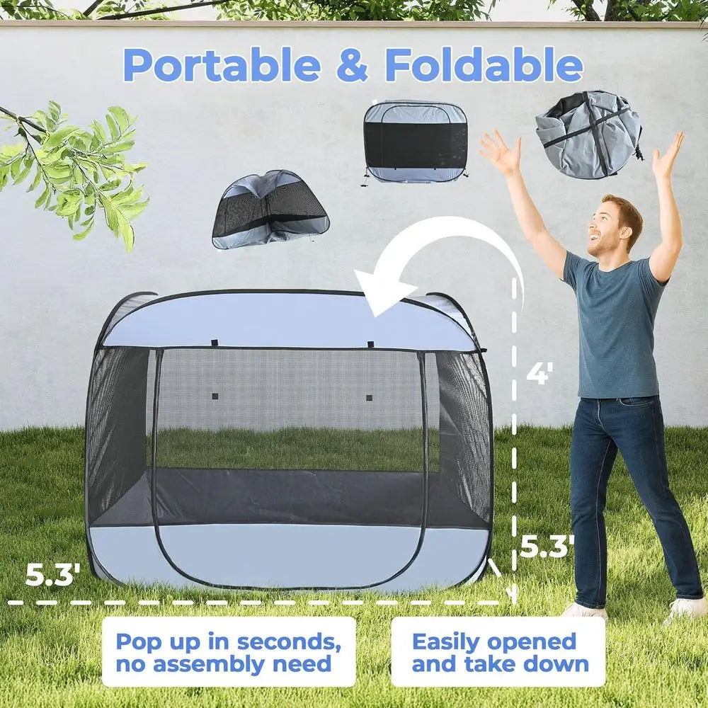 Portable Dog Houses 5.3'x4'H Assembly-Free Gazebo-Style Dog Cot Cat Playpen Pet Tent Sun Shade Shelter Dog Bed with or Outdoor,