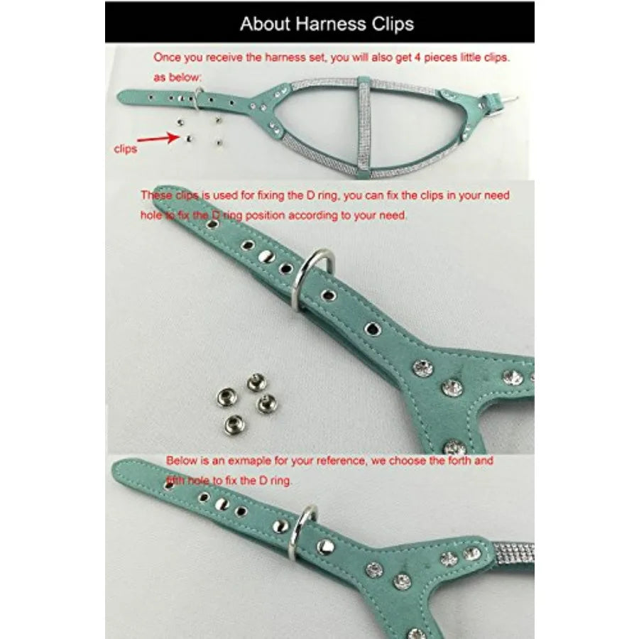 Dog Collar Harness Lead Set Diamante Fashion For Dogs