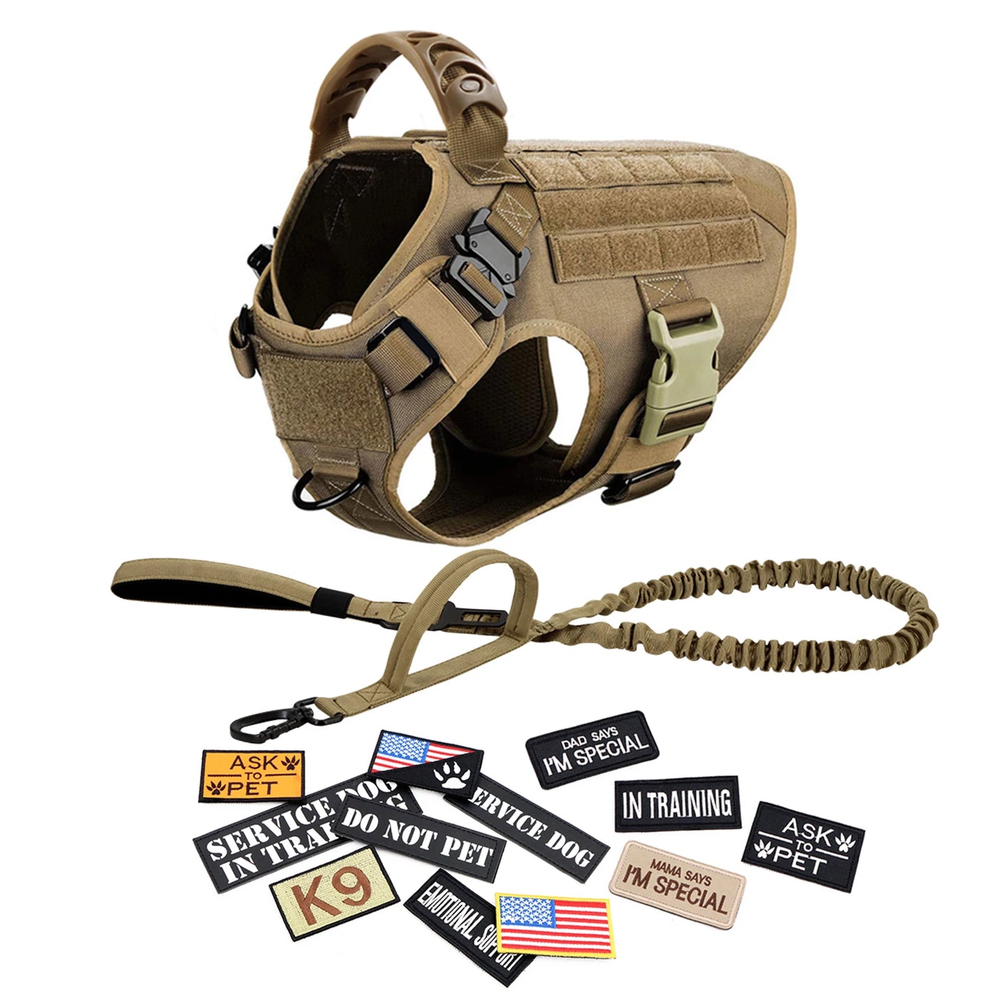 PETRAVEL Military Dog Harness Vest Set For Malinois Training